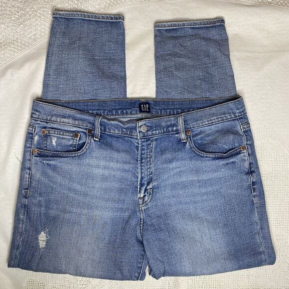 GAP Jeans Best Girlfriend Distressed Relaxed Denim Light Wash Womens 33 Blue - Picture 4 of 9